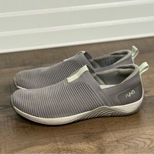 Ryka Echo Knit Slip On Sneakers Women's Size 9.5 M Gray Purple Teal Casual Shoes